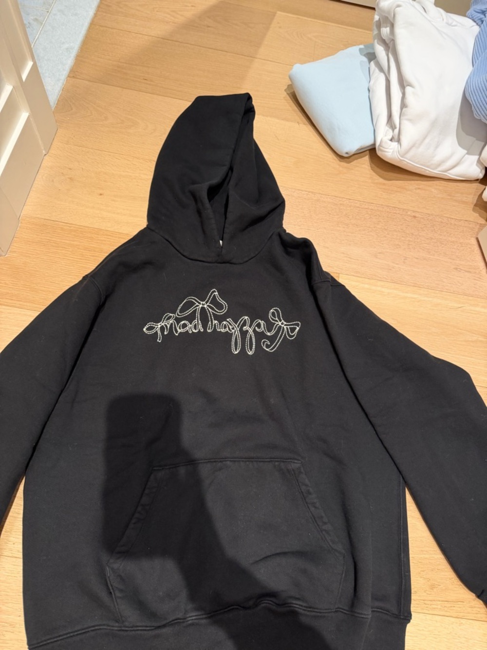 Madhappy Black Hoodie with White Script Logo